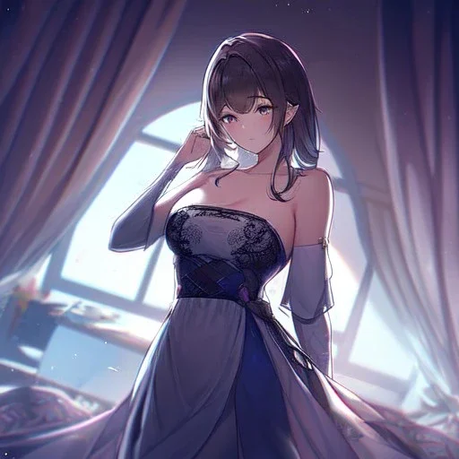 Clear focus, High resolution, [1girl], [solo], {cute art style},{in bedroom},{{{ultra detailed}}},{{masterpiece}}, {{ultra detailed}}, {ultra quality}, {dramatic shadows}, {cinematic lighting}, intricate expression,(wearing a off-shoulder maid outfit),({{{Close up of eye}}},(Medium length brown hair, kinda purple, fluffy, hair between eyes),(Extreme close up of face),[Wearing a short skirt]