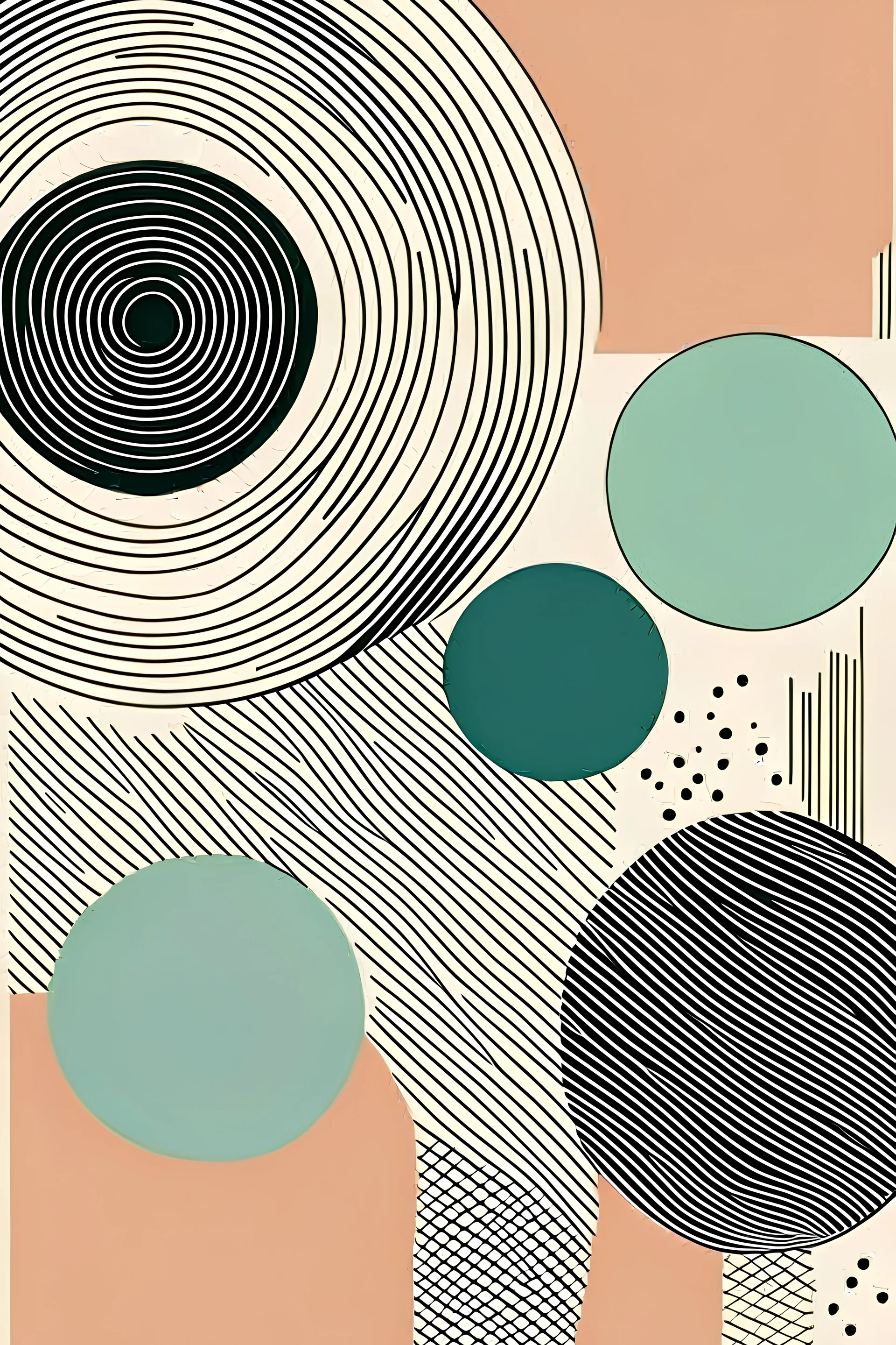 Boho art manamalistic. Pastel colors. With dot and lines