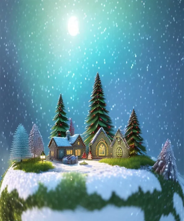 Cute tiny world Christmas diorama