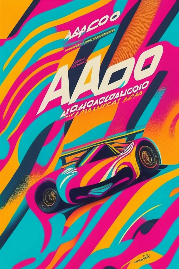 "I'm looking for a visually striking poster for the 'Achayo Motorsport Extravaganza.' The main focus should be a high-performance race car prominently featuring the 'Achayo' logo. The color palette should be vibrant and energetic, with dynamic elements like racing tracks or speed lines to convey motion. Include cheering crowds or spectators in the background to amplify the excitement. Use bold typography for the event name and incorporate checkered flags, racing helmets, and other motorsport-rel