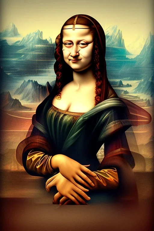 Monalisa portrait, cyberpunk, futuristic