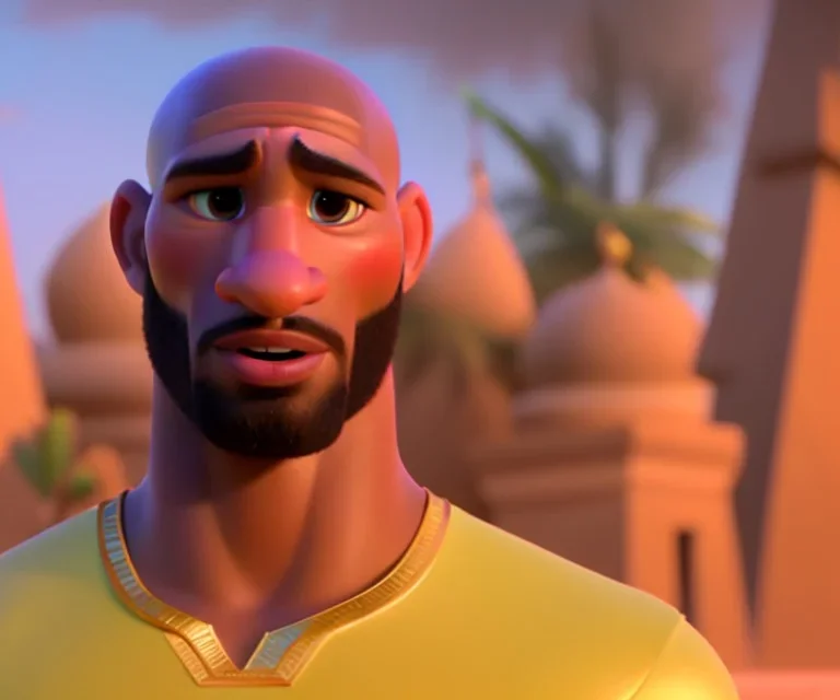 Imagine the Egyptian soccer player Shikabala as a child , the most beauiful portrait , vintage pixar