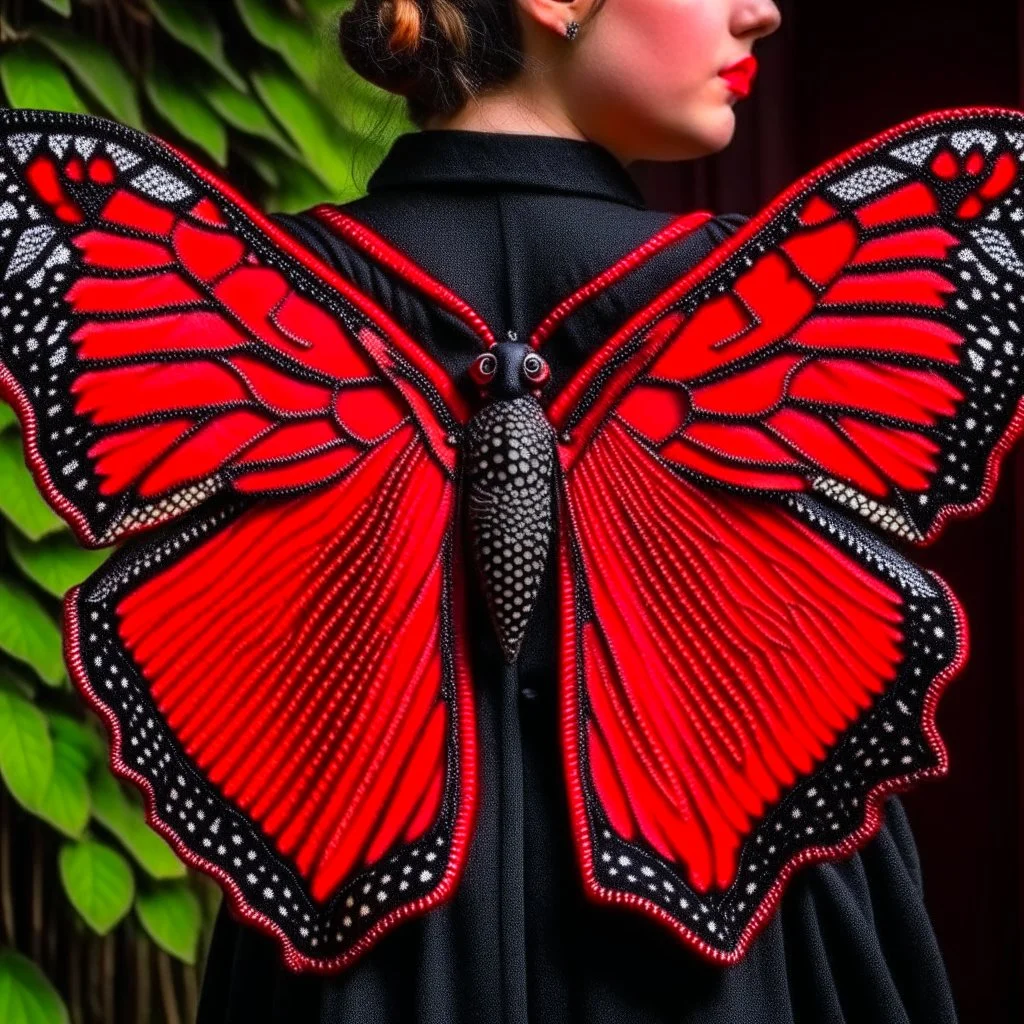 metal gothic red moth wings