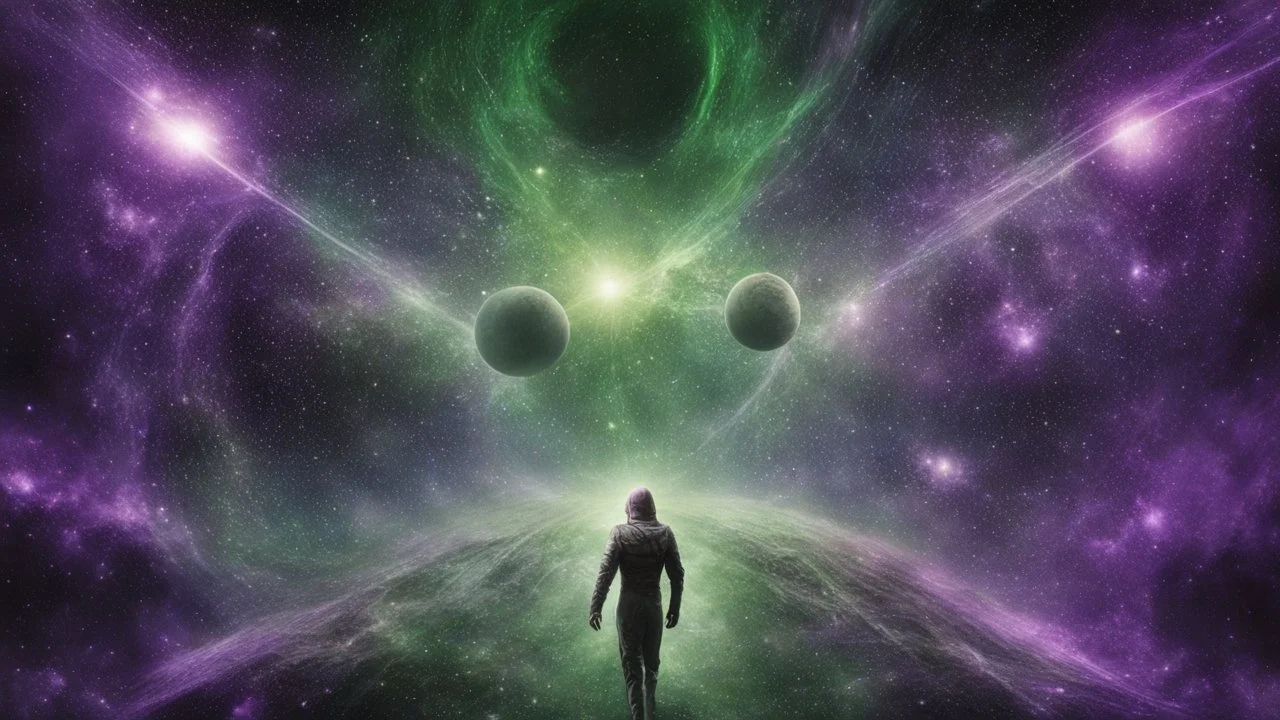 matrix universe, space, planets, god creation purple, green