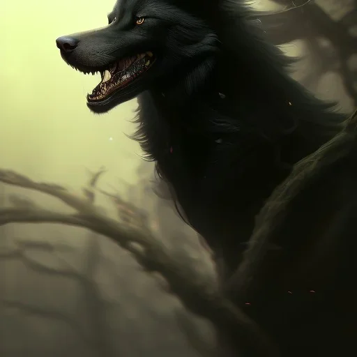 award winning portrait of a male anthropomorphic black wolf long vblack hair. character design by cory loftis, fenghua zhong, ryohei hase, ismail inceoglu and ruan jia. artstation, artistic lighting, highly detailed, photorealistic, fantasy