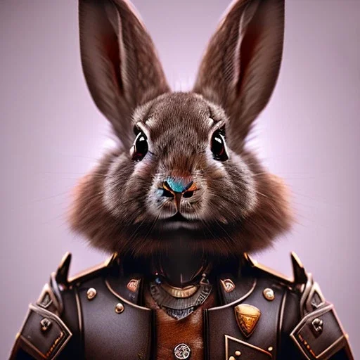 portrait of a steampunk rabbit, extremely detailed, UHD, 8k,The close-up camera effect,sharp focus,perfect, background forest,position,hyperphotorealistic