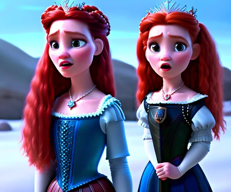 Very young Modern looking Mary queen of scots ,Dressed in Battle fatigue , with long Red hair, electric blue eyes, pouting red lips,diamond crown , the most beauiful portrait , vintage pixar