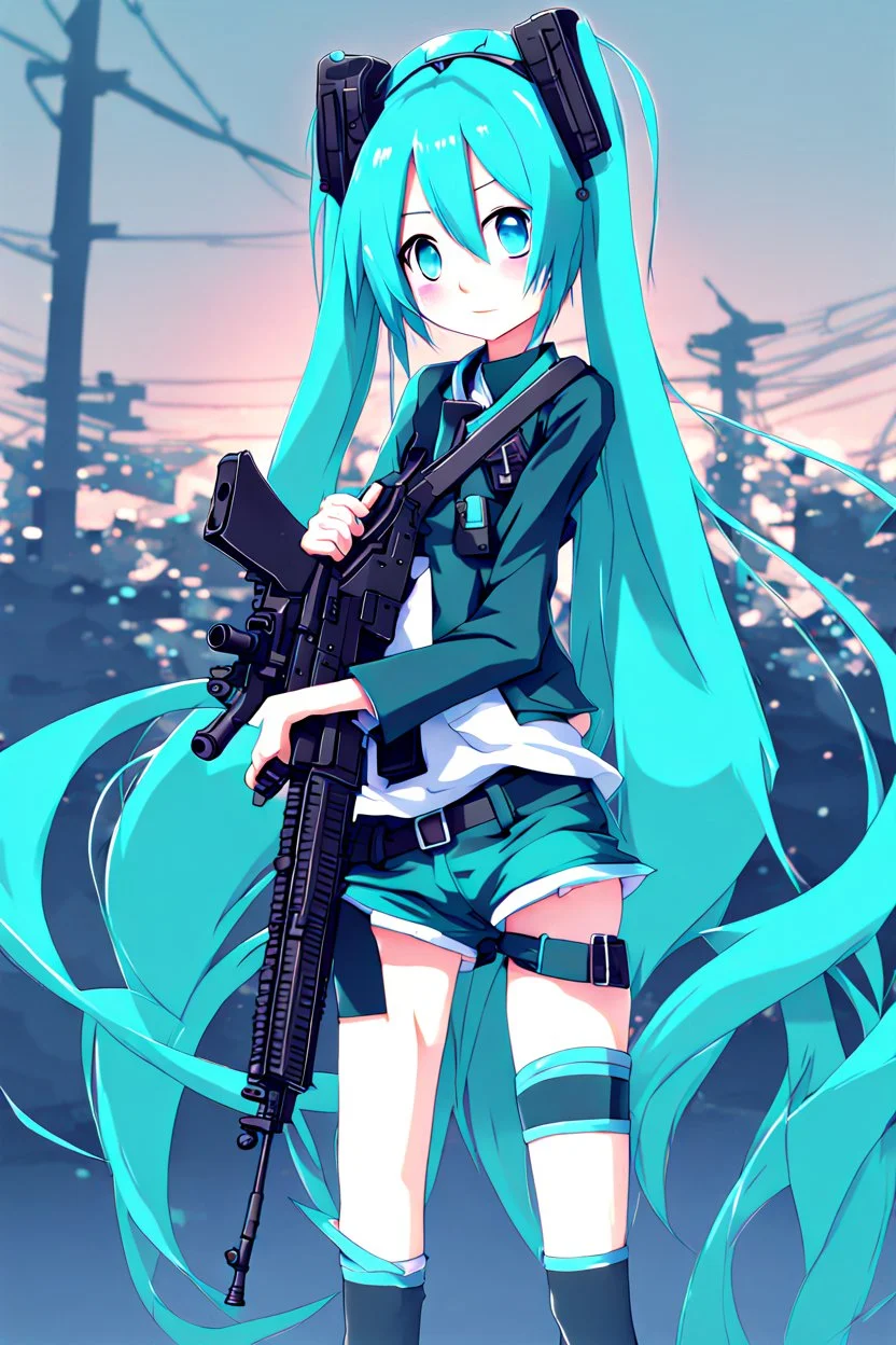 hatsune miku with a ak-47