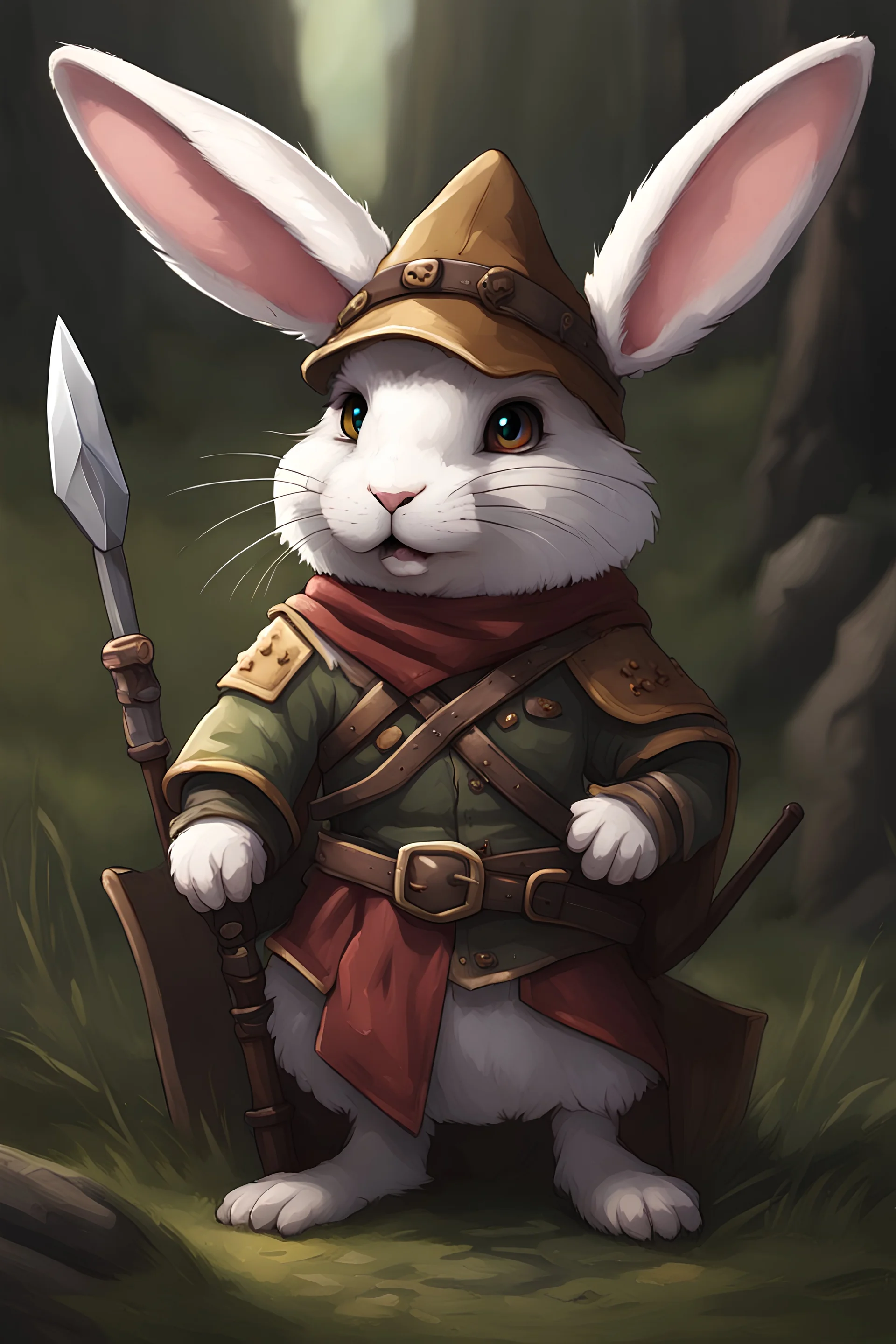 holy killer bunny floppy ears adventurer dnd realism art