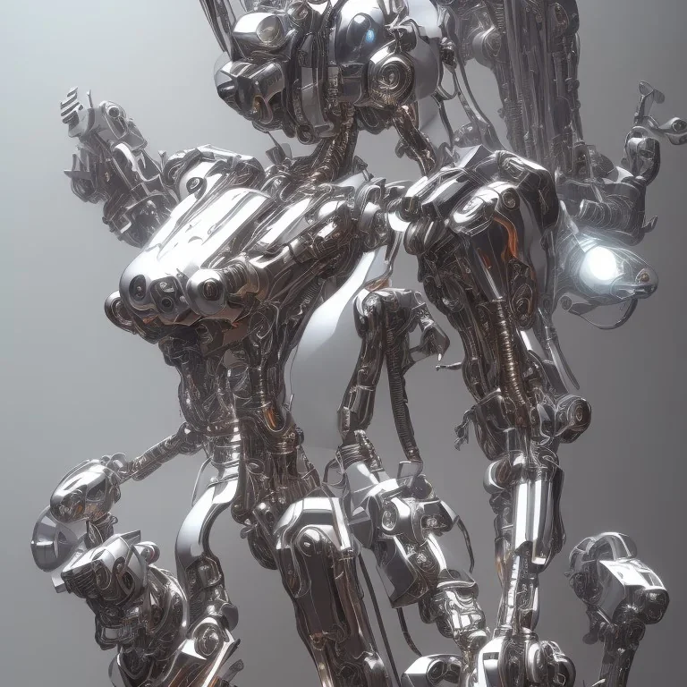 metallic mecha, retrofuturism, hajime sorayama, symmetrical