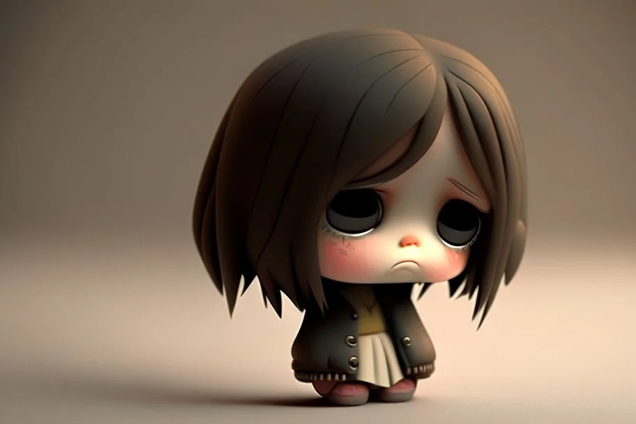 cute sad lonely 3D chibi girl