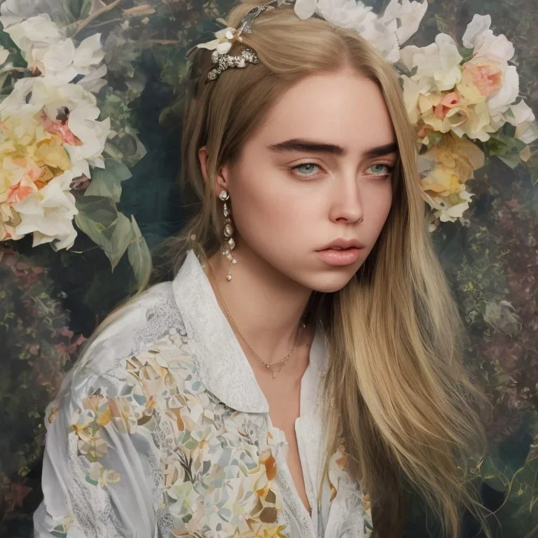 Billie Eilish, full body, on the bed, in my underwear, pale skin, high detail, realistic, 8k, not to be distinguished from a photo, identical pupils