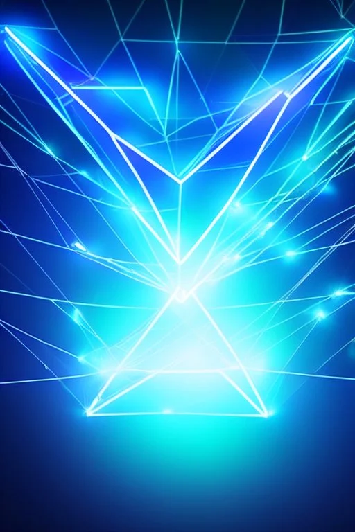 neon blue, floating triangle of light orbiting behind the back, cyber armor, geometric patterns on armor, male, orbiting triangle