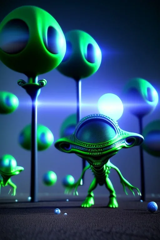 aliens invade earth, clean art NFT, blender 3d