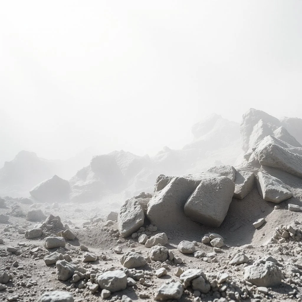 Photograph, fili, cubo, rags, daylight, brutalist style, telo nero, powder, minimalist, details of the dust very accentuated, 8k, deep 3d field