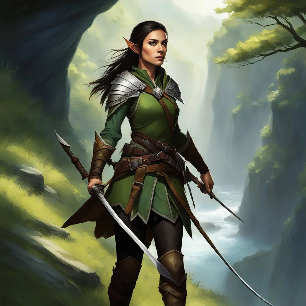 Liriel, the Cliffbound Ranger, The Edge of Peril. Liriel, a wood elf ranger, is known for her agility and fearless navigation of treacherous landscapes. She traverses high cliffs and deep ravines with unmatched skill, often scouting dangerous paths for her companions. With her bow always at the ready, Liriel has an unparalleled connection to nature, using the terrain to her advantage in battle and survival. Her sharp senses and unwavering focus keep her grounded, even on the brink of danger.