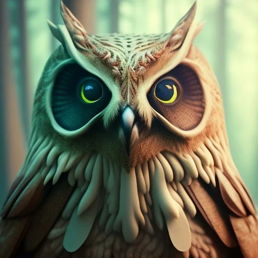 intricate details, realistic, octane, unreal engine, portrait, natural lighting,zoomed out + portrait, volumetric lighting, shiny,extreme detail, Photorealism, High detail, Hyper realistic Owl in forest, macro lens blur,abstract paint, sharp,eos5d mark 4, ef 85mm 5.6, focus, trending by artstation