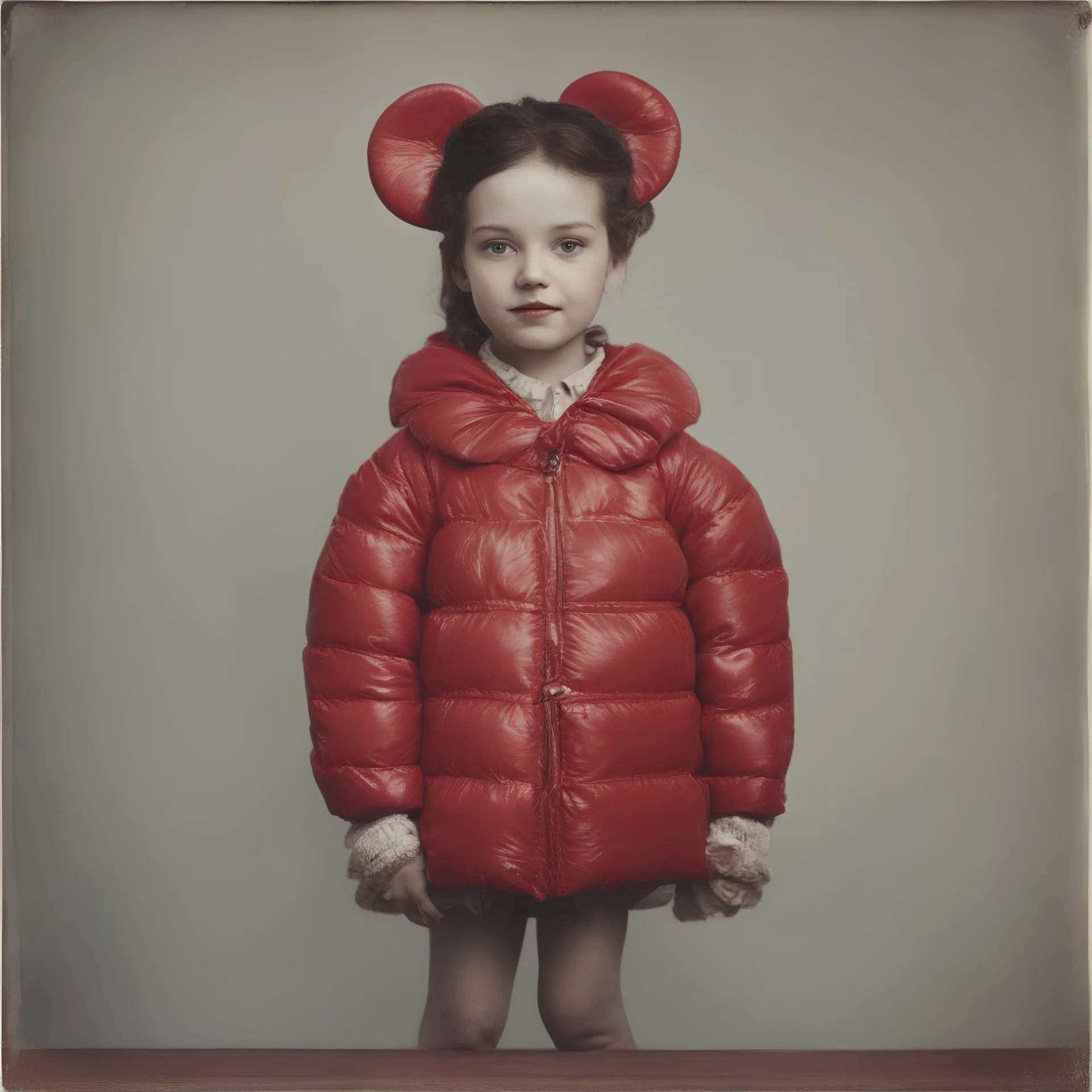 Minnie mouse, red, autochrome, plastic puffy jacket