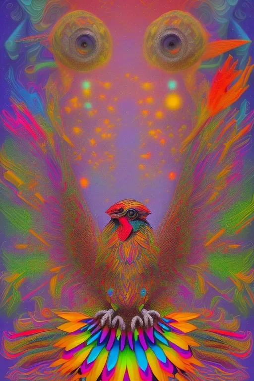 one big colorful turkey in psychedelic world