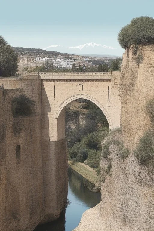 The bridge of Ronda Spain, thin line draw style