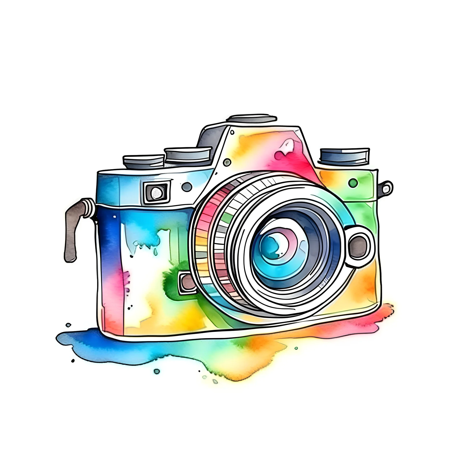 camera outline icon water color