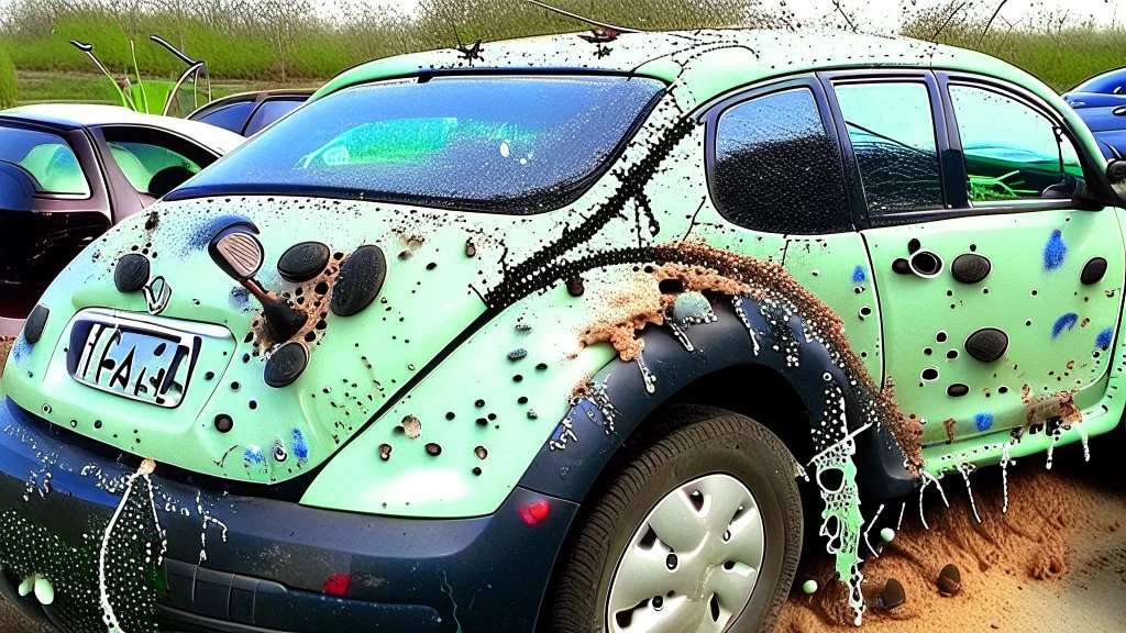 filthy car with bugs on it