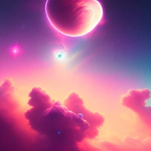 navicella grande luminosa, nebula, cristalli luminosi, SWANN, cielo rosa blu, pieno di dettagli, sole liscio e luminoso ， atmosfera di luce soffusa, effetto luce ， vaporwave colorato, concept art, dettaglio liscio ed estremamente nitido, dettagli finemente sintonizzati, altissima definizione, 8 k, motore irreale 5, messa a fuoco ultra nitida