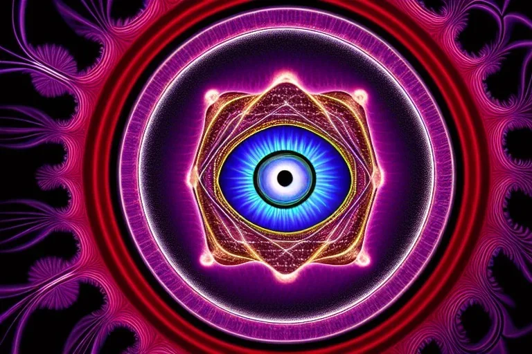 meditation, third eye, universe, fourth dimension, fractal, realistic, 8k, high quality, extreme detail, symmetrical, chakra, human