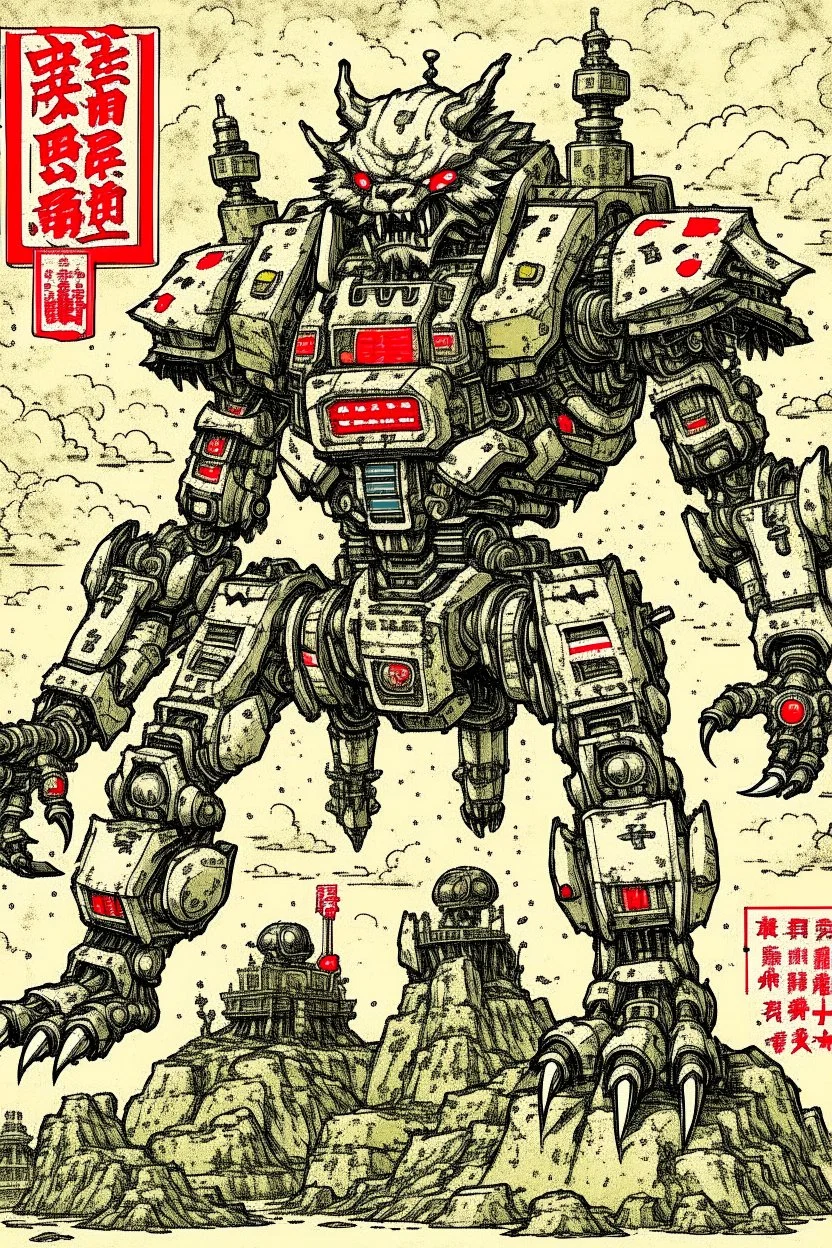 Werewolf drawn as a giant Japanese robot