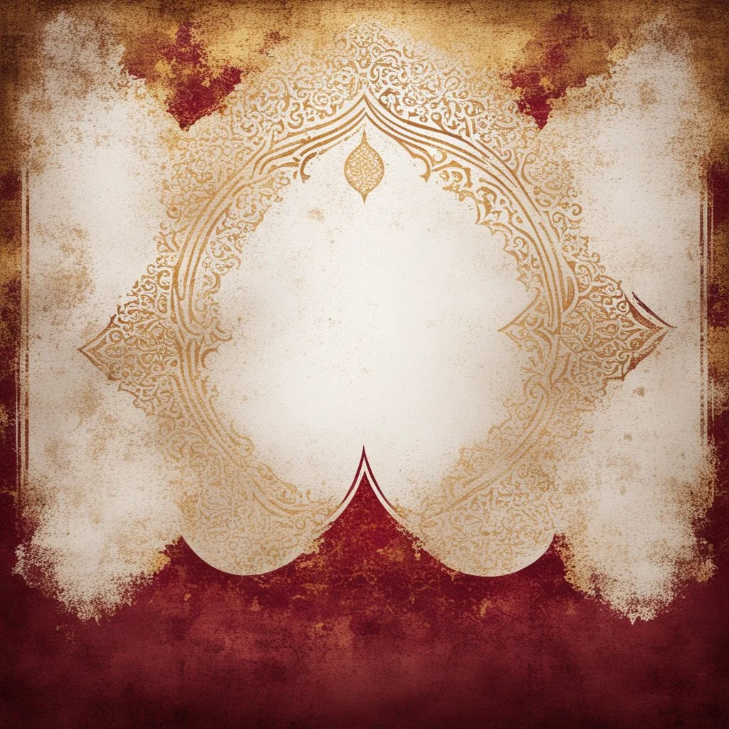 Hyper Realistic White, Golden & Maroon Islamic Sufi Rustic Grungy Background & vignette effect