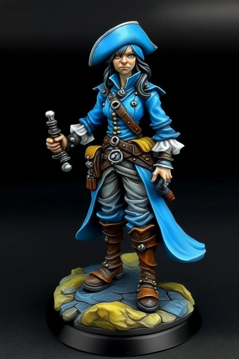 young female blue skinned air genasi pirate cleric