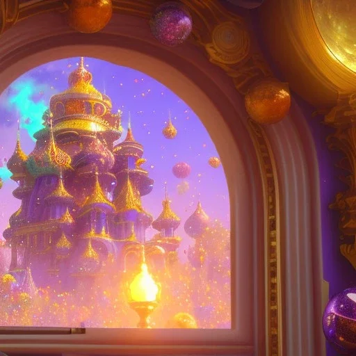 door, orange and violet landsacape with multicolored crystals falling from the sky, full of details, smooth, bright sunshine，soft light atmosphere, light effect，vaporwave colorful, concept art, smooth, extremely sharp detail, finely tuned detail, ultra high definition, 8 k, unreal engine 5, ultra sharp focus