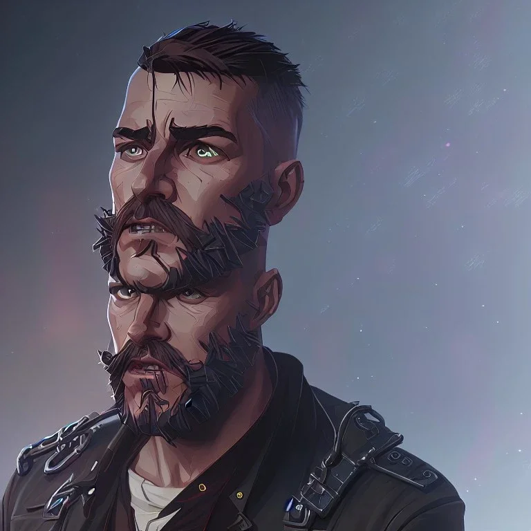 Tom Cruise Christmas cyberpunk military beard art