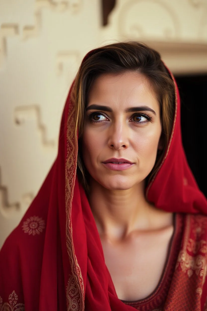 Palestinian woman with beautiful face looking slightly to the left