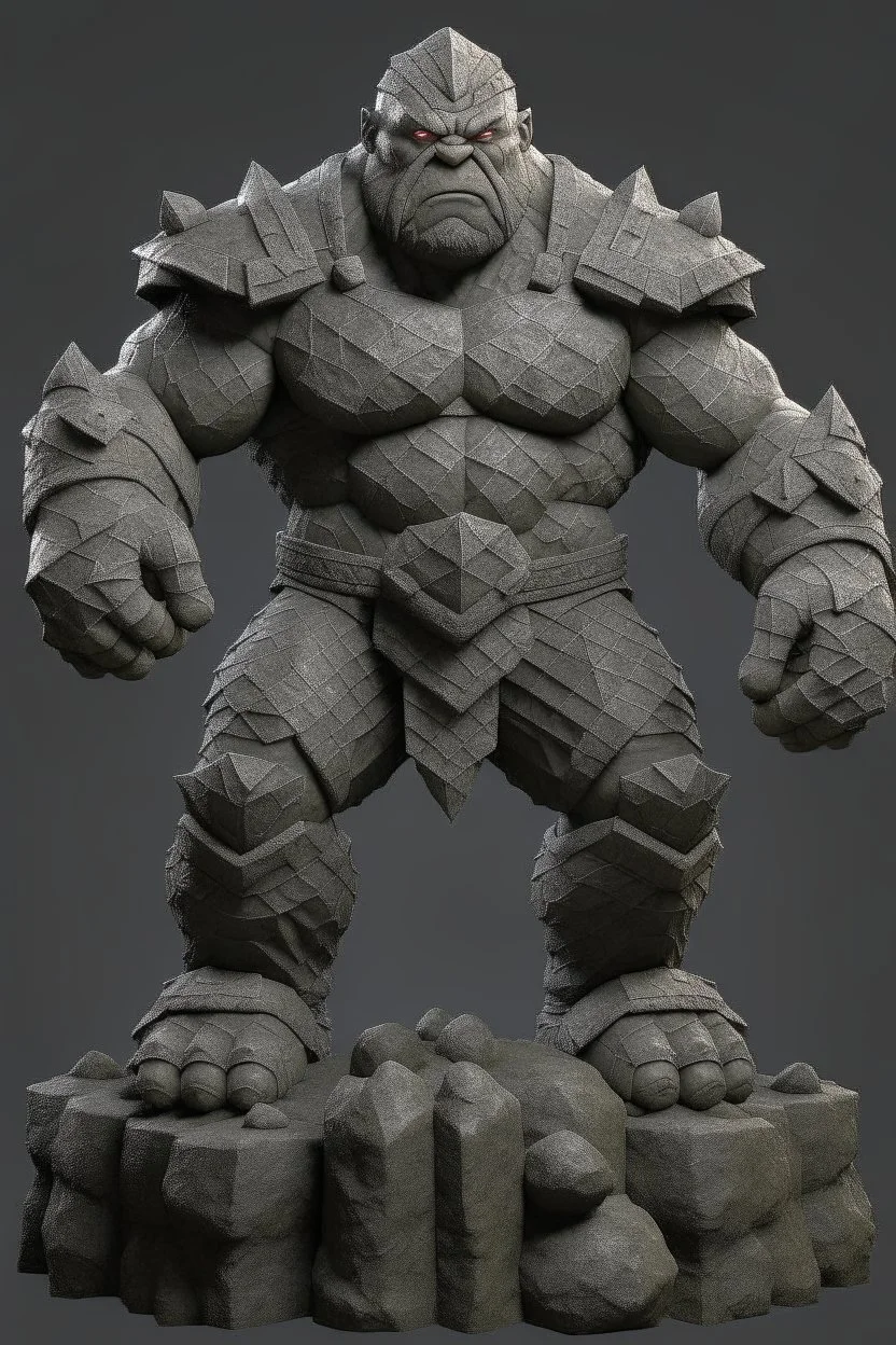 photo realistic stone golem with daggers