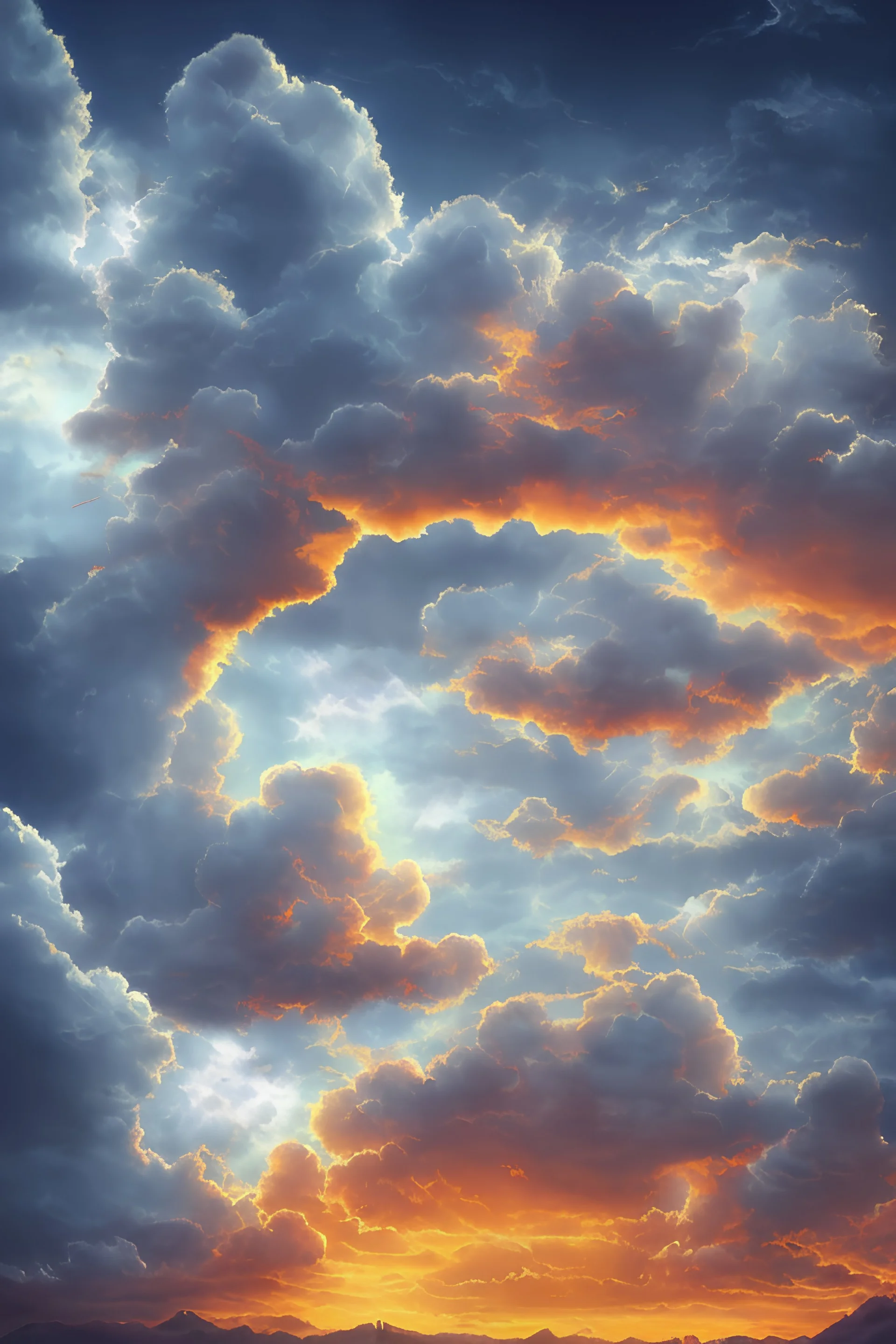 one white puffy fish cloud sunset