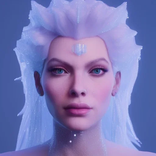 A portrait of a crystalised ices queen, atmospheric, realistic, unreal engine, cinematic lighting, octane render.