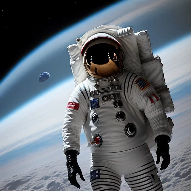 an astronaut in space, highly detailed, puffer jacket, 3d render