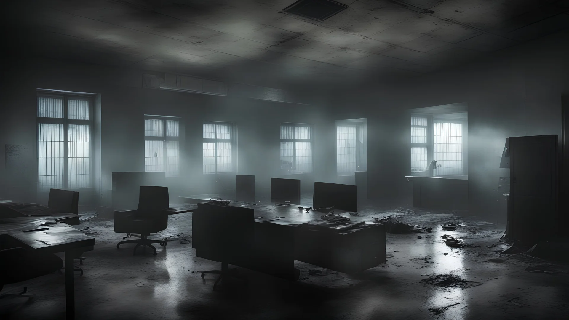 a vivid and chilling medium prompt depicting (ghosts) (((appearing))) in abandoned corporate (offices), dark and eerie atmosphere, supernatural, paranormal activity, spectral figures, haunted, abandoned, abandoned buildings, empty spaces, spooky, surreal, mysterious, unsettling, abandoned furniture, flickering lights, shadows, mist, misty, ghostly encounters, horror movie scene, paranormal investigation, suspenseful, paranormal phenomena, supernatural beings, phantom presence, spectral manifesta