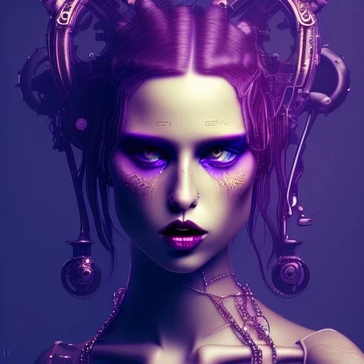  high lit, steampunk, purple tones,singer Danish MØ style darkness