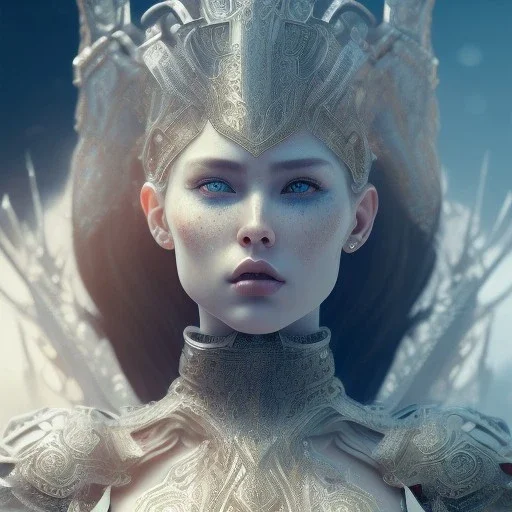 badass female goddess of war, very beautiful figure, wearing hyper detailed armor,extraordinary, sharp focus,macro lens, intricate filigree metal design, full body portrait, cinematic, unreal engine 5, 8k, hyper realistic. Volumetric lighting, unreal engine 5 ,hyper elegant,hyperphotorealistic, epic composition,bokeh, cinematic lighting, hyperphotomaximalist, masterpiece