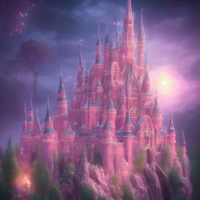 luminous castle pink Magic dream world