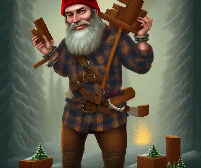 a skeletal lumberjack wearing a wool cap