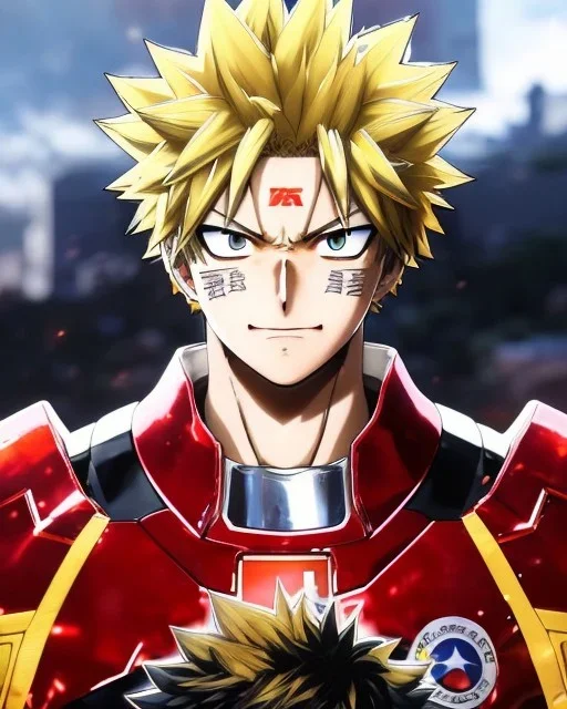 Detailed anime portrait of bakugo from my hero academia, gold hair and golden eyes, black suit, intricate details, full body portrait, keep head in frame, slight smile, black Japanese motif, concept art, highly detailed, digital painting, concept art, sharp focus, illustration, art by Yoji Shinkawa, WLOP and greg rutkowski and alphonse mucha and artgerm and yanjun Chen and Junji ito and Makoto Shinkai, HDR, octane render