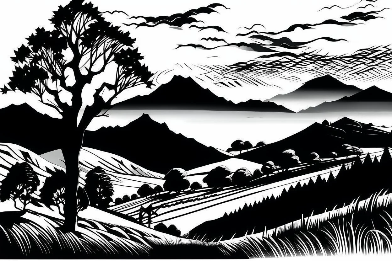 silhouette white background of beatuful scenic picture wales mountain uk from a distance scenery painting