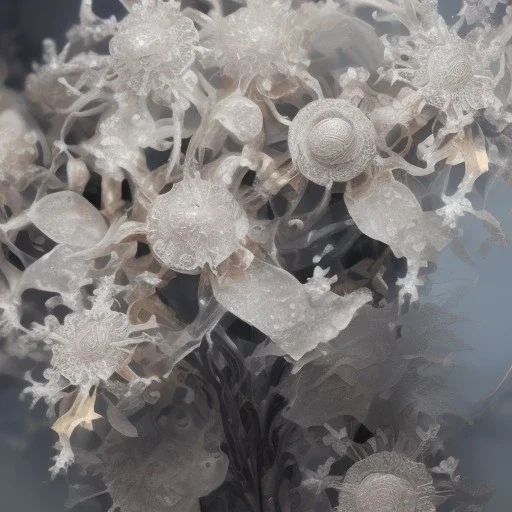 wallpaper, surreal illustration of small epic fantasy ice flowers and many small semi transparent white snowflakes, majestic, intricate, masterpiece, insanely detailed, 4k resolution, cinematic smooth, intricate details , soft smooth lighting, vivid pastel colors, iridescent accents