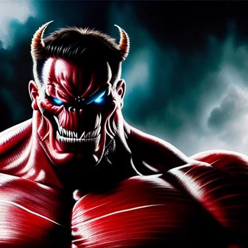 Ultra detailed fullbody Portrait in oil on canvas of Venom merges with REd Hulk with armor,intense stare,extremely detailed digital painting, extremely detailed face,crystal clear Big eyes, mystical colors ,perfectly centered image, perfect composition, rim light, beautiful lighting,masterpiece,8k, stunning scene, raytracing, anatomically correct, in the style of robert e howard and Ken Kelley and Ohrai Noriyoshi and Simon Bisley and tomzj1