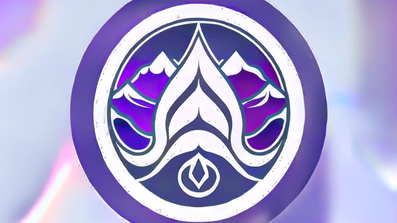 "Create a logo for 'Prana Breathwork' embodying the principles of simplicity, distinctiveness, and memorability. Utilize a color palette of deep purple, midnight blue, light gray, and silver. Integrate a simple yet distinctive respiratory circle, a stylized mountain, and an infinity symbol as graphic elements. Strive for a design that is both visually striking and easily memorable, capturing the essence of the brand's holistic approach to breathwork and ice immersion."