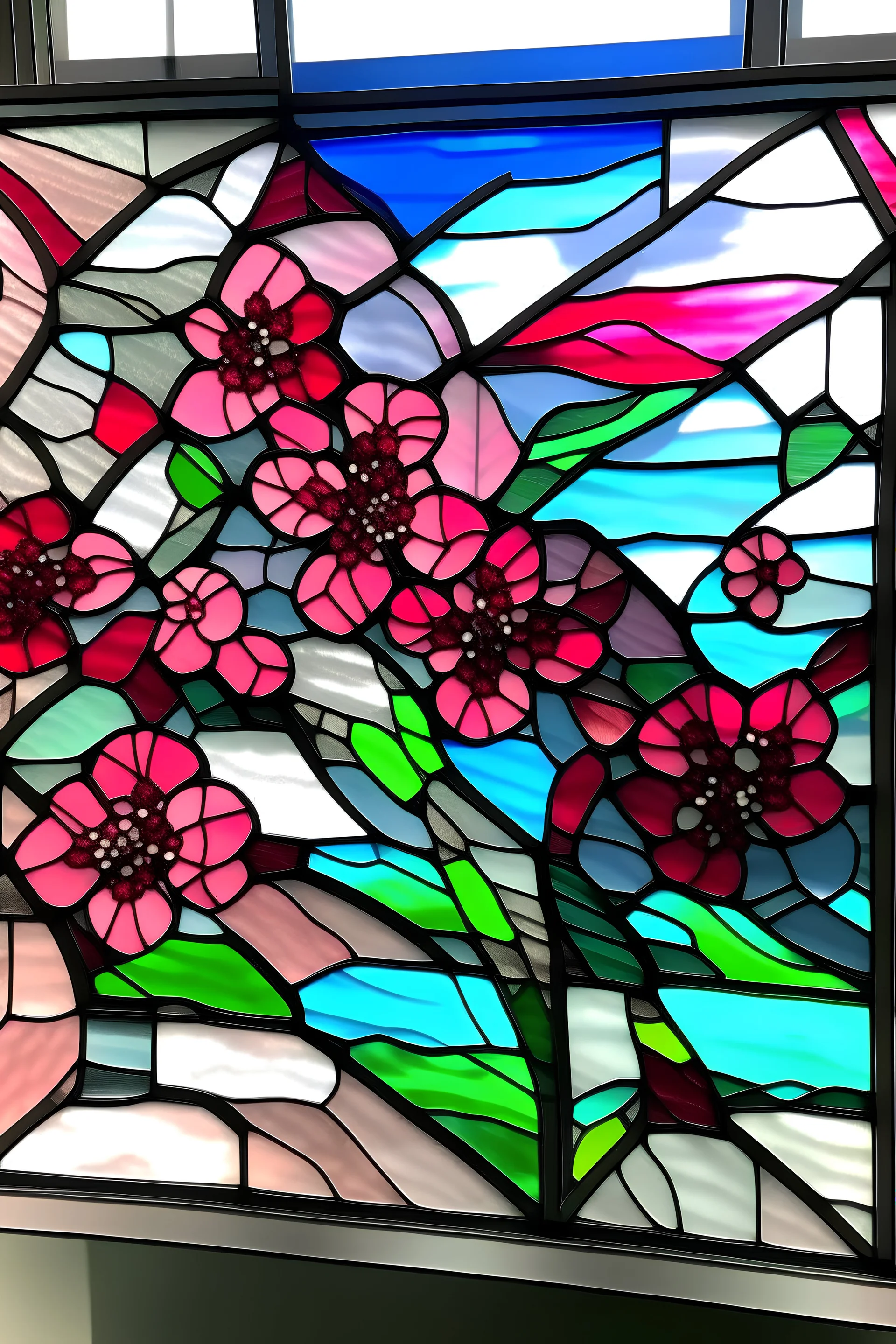 Stained glass cherry blossom