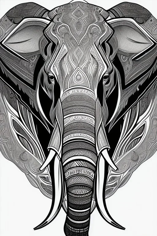 Simple Line art elephant head